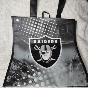 NFL Raiders Football Reusable Tote Shopping Bag Black/White/Gray Las Vegas